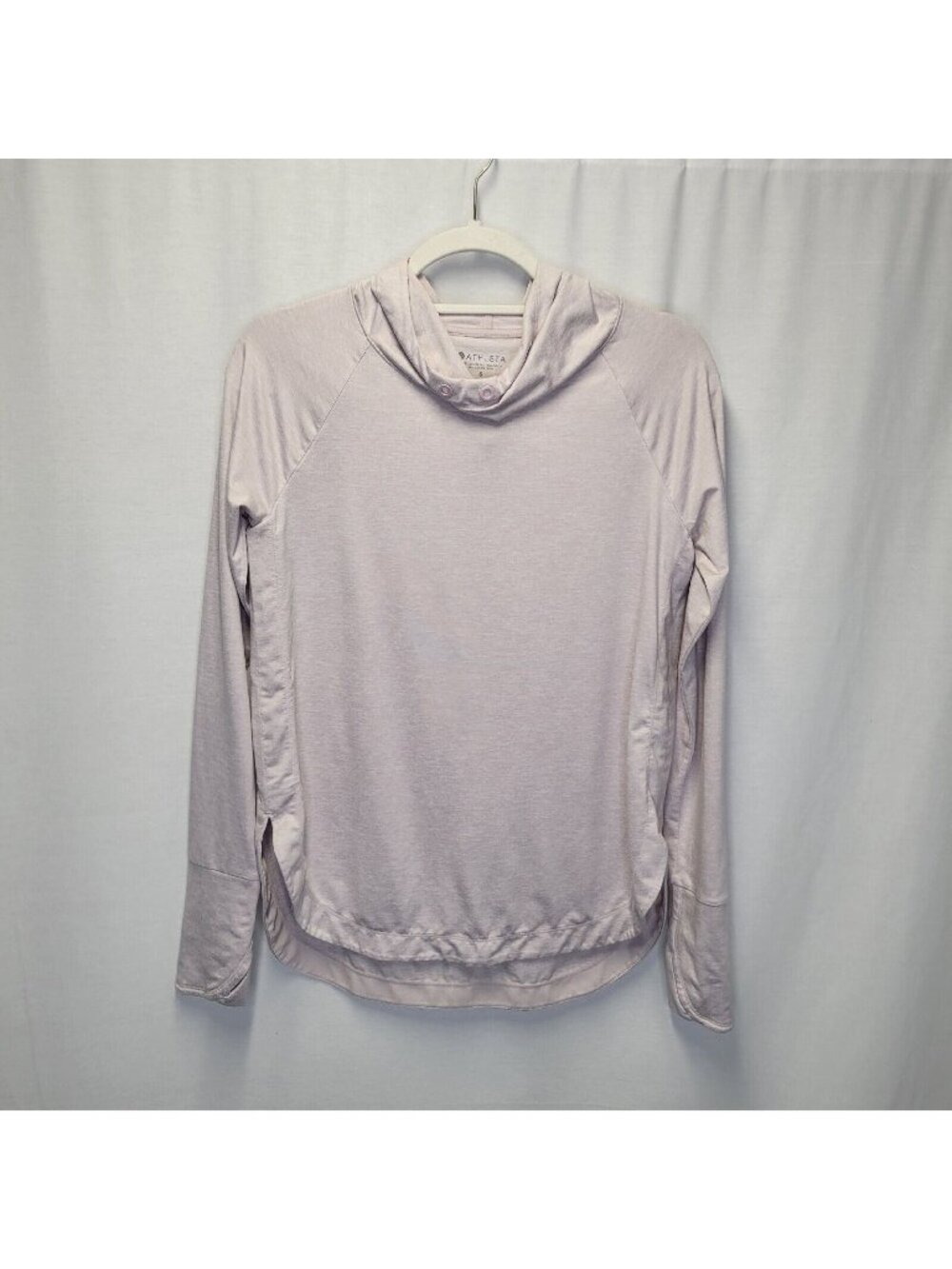 Athleta Women's Small Hoodie Pullover Beige Long Sleeve Thumb Hole Lightweight